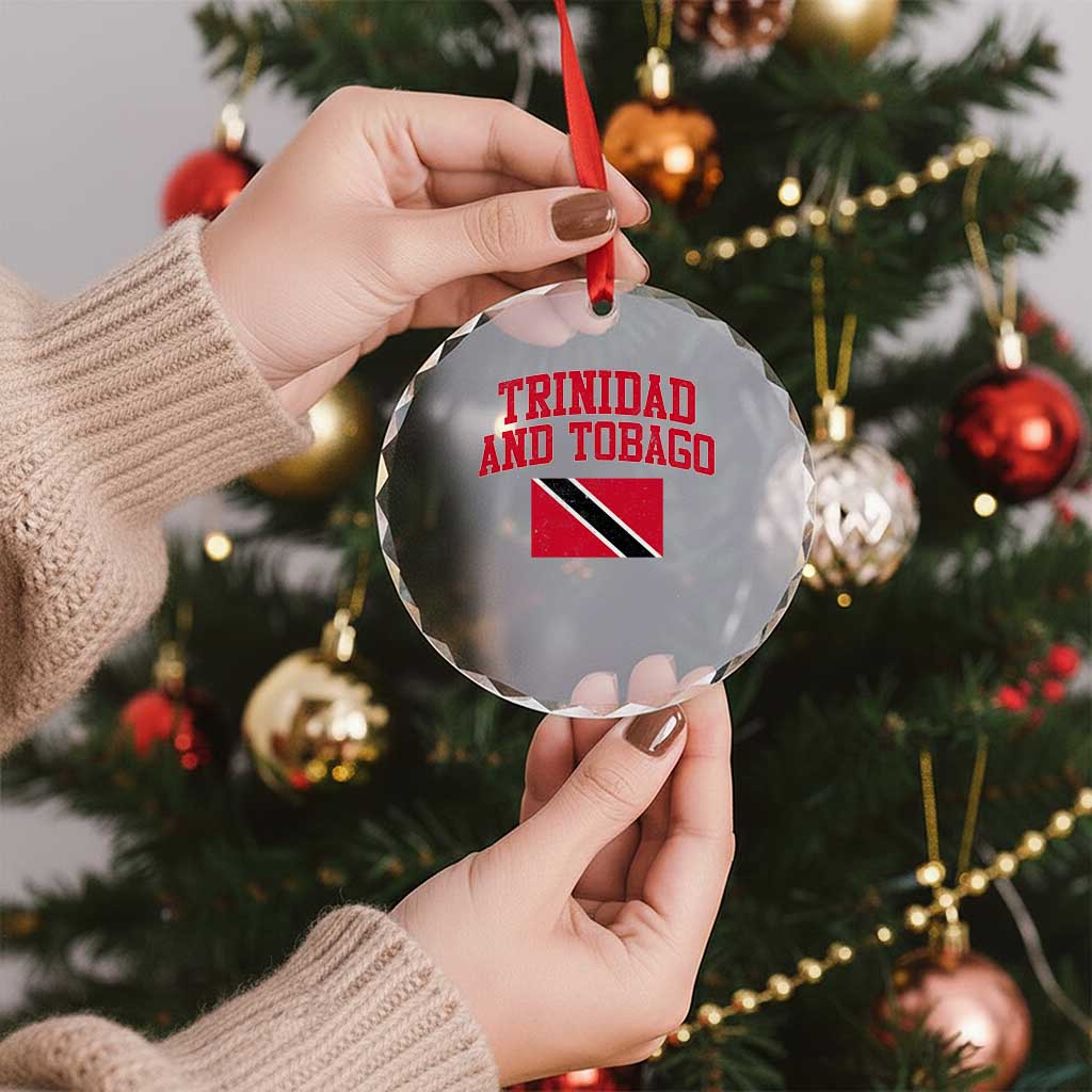 Trinidad And Tobago Athletic Throwback Design Crystal Glass Ornament Vintage Trinidadian Flag