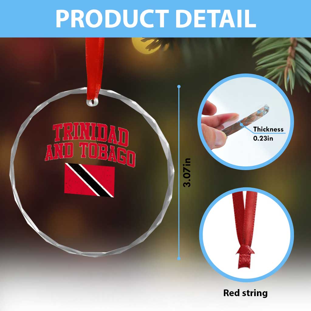 Trinidad And Tobago Athletic Throwback Design Crystal Glass Ornament Vintage Trinidadian Flag
