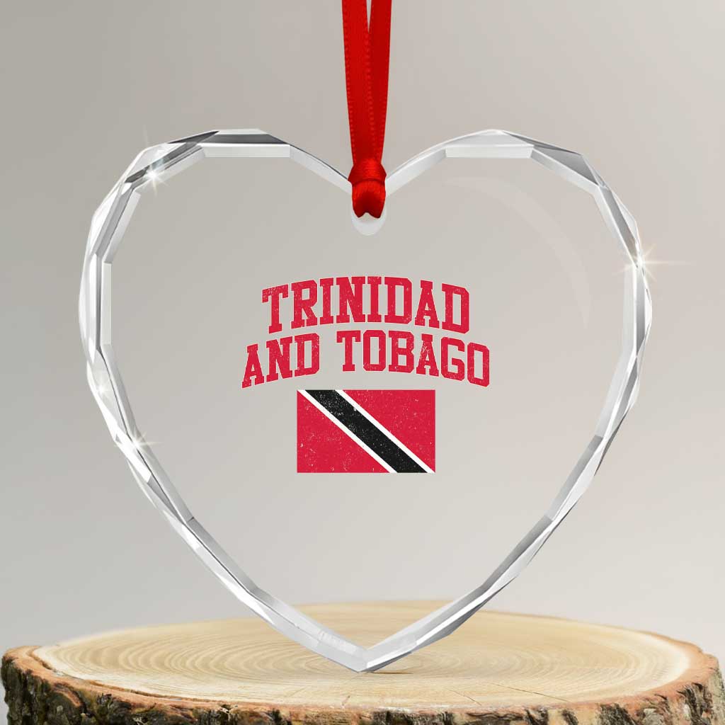 Trinidad And Tobago Athletic Throwback Design Heart Crystal Glass Ornament Vintage Trinidadian Flag TS11 Transparent Glass 3'' Heart Print Your Wear
