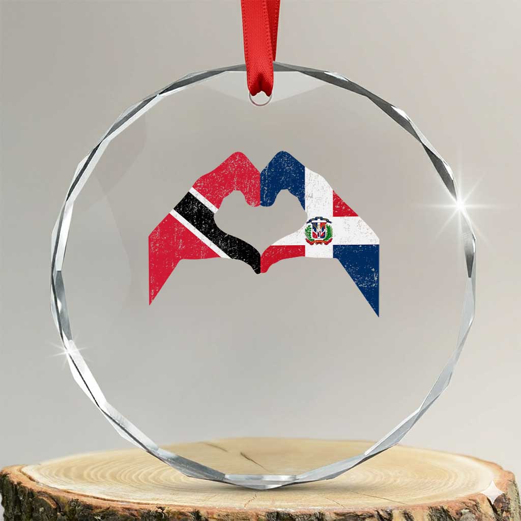 Trinidad and Tobago Dominican Crystal Glass Ornament Two Flags One Heart TS10 Transparent Glass 3'' Circle Print Your Wear