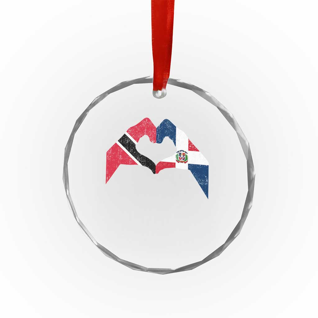 Trinidad and Tobago Dominican Crystal Glass Ornament Two Flags One Heart TS10 Print Your Wear