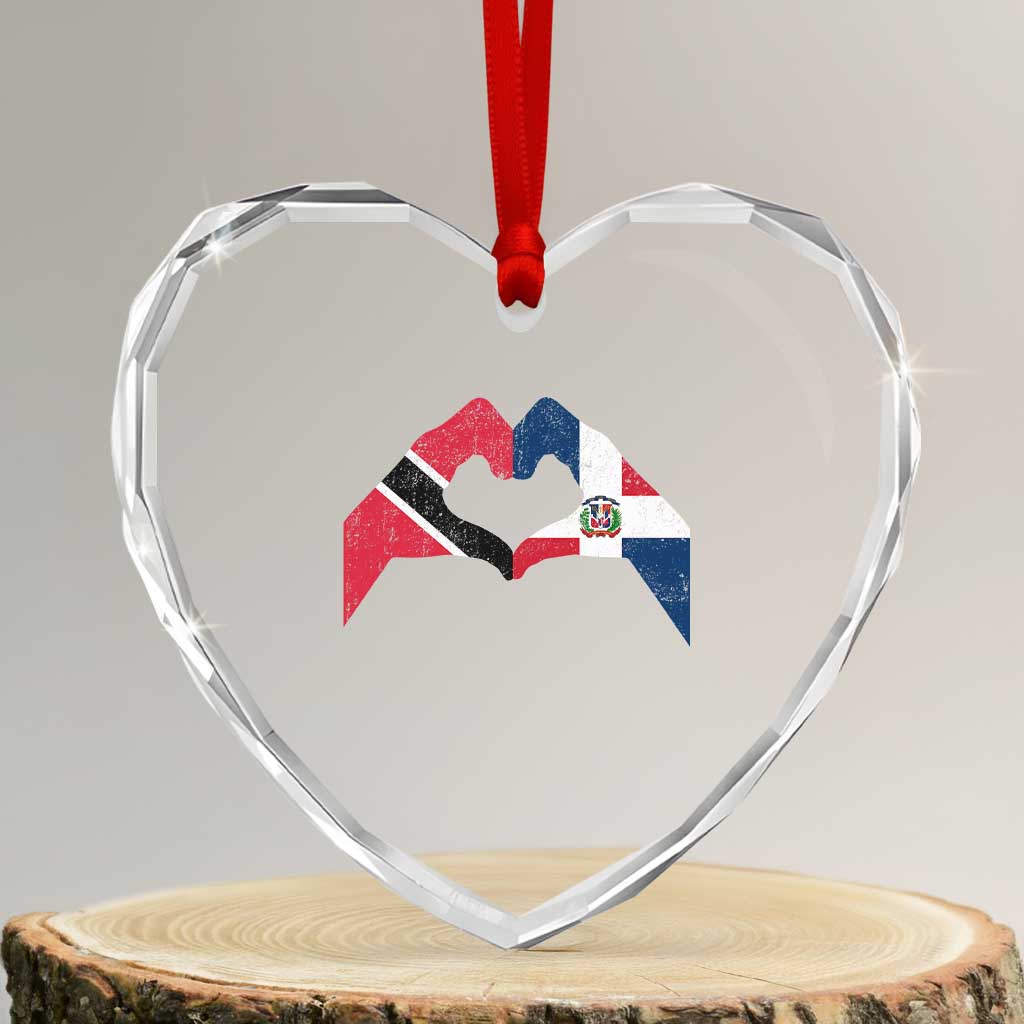 Trinidad and Tobago Dominican Heart Crystal Glass Ornament Two Flags One Heart TS10 Transparent Glass 3'' Heart Print Your Wear