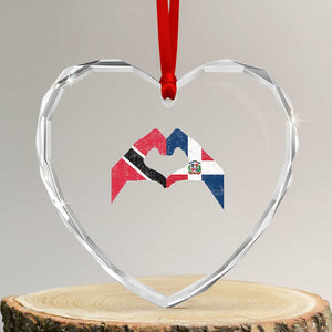 Trinidad and Tobago Dominican Heart Crystal Glass Ornament Two Flags One Heart TS10 Transparent Glass 3'' Heart Print Your Wear