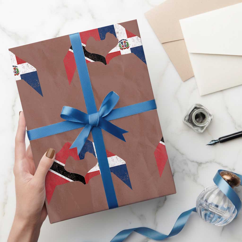 Trinidad and Tobago Dominican Wrapping Paper Roll Two Flags One Heart TS10 Mocha Print Your Wear