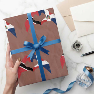 Trinidad and Tobago Dominican Wrapping Paper Roll Two Flags One Heart TS10 Mocha Print Your Wear