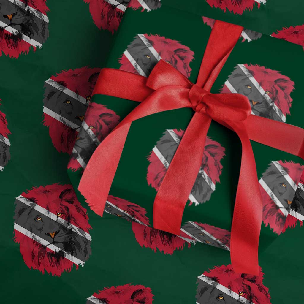 Trinidad and Tobago Flag Lion Wrapping Paper Roll Caribbean Souvenir TS10 Green Print Your Wear