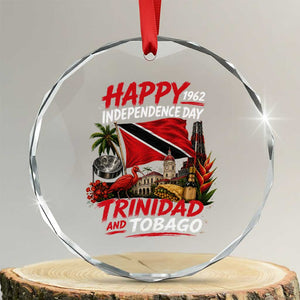 Trinidad And Tobago Independence Day Crystal Glass Ornament Trinidadian Heritage Steelpan Scarlet Ibis