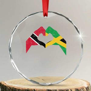 Trinidad and Tobago Jamaican Crystal Glass Ornament Two Flags One Heart TS10 Transparent Glass 3'' Circle Print Your Wear