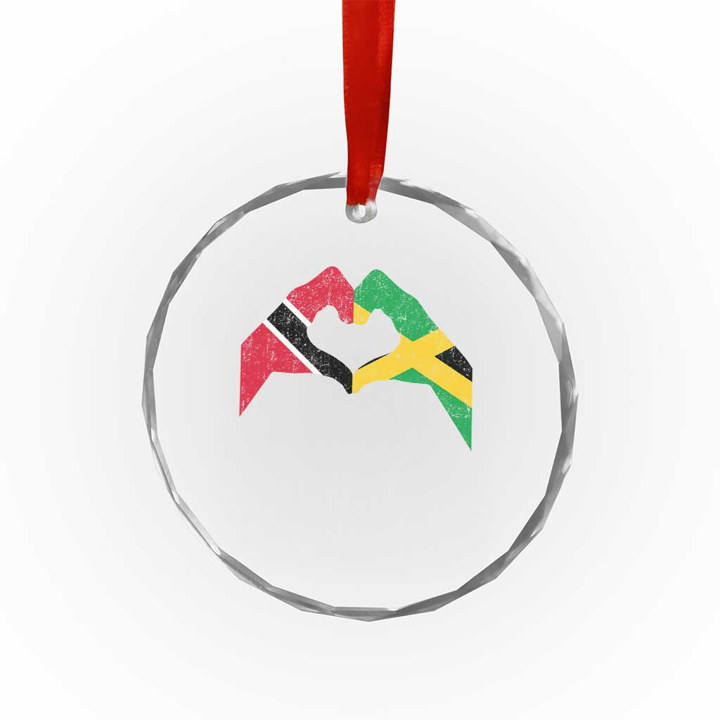 Trinidad and Tobago Jamaican Crystal Glass Ornament Two Flags One Heart TS10 Print Your Wear