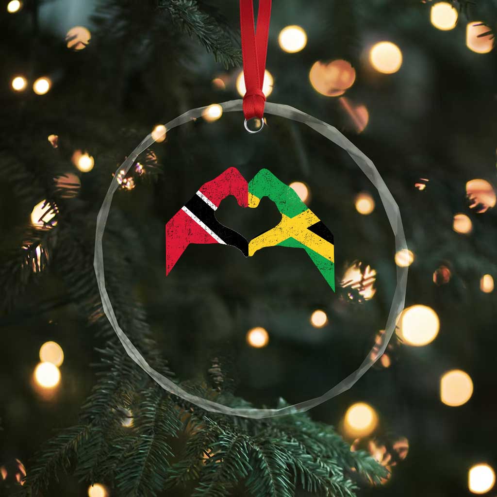 Trinidad and Tobago Jamaican Crystal Glass Ornament Two Flags One Heart TS10 Print Your Wear