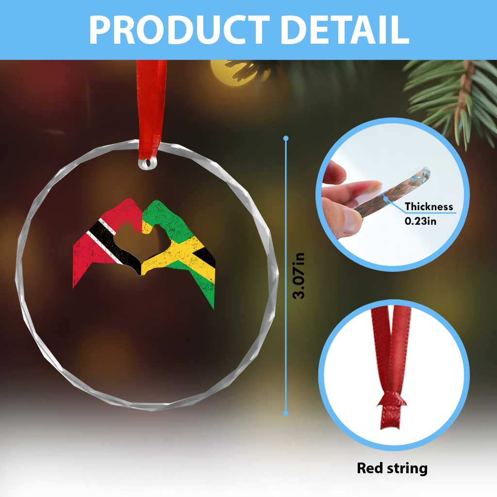 Trinidad and Tobago Jamaican Crystal Glass Ornament Two Flags One Heart TS10 Print Your Wear