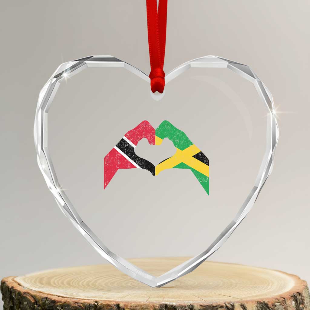 Trinidad and Tobago Jamaican Heart Crystal Glass Ornament Two Flags One Heart TS10 Transparent Glass 3'' Heart Print Your Wear