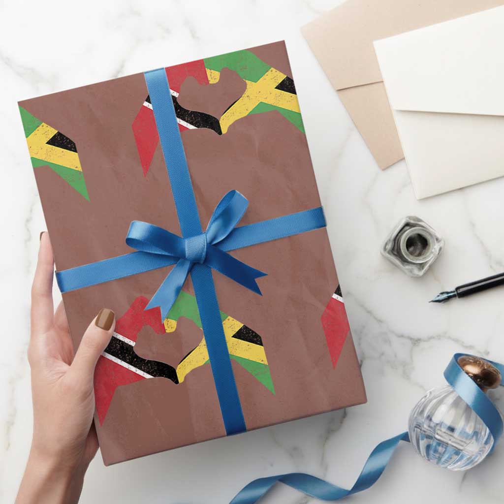 Trinidad and Tobago Jamaican Wrapping Paper Roll Two Flags One Heart TS10 Mocha Print Your Wear