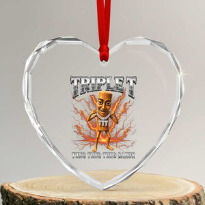 Triple T Tung Tung Tung Sahur Brainrot Meme Heart Crystal Glass Ornament TS10 Transparent Glass 3'' Heart Print Your Wear