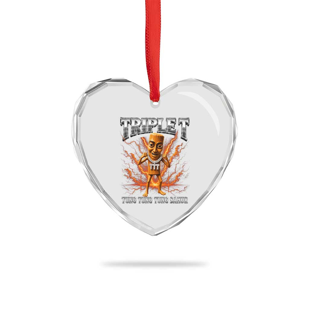 Triple T Tung Tung Tung Sahur Brainrot Meme Heart Crystal Glass Ornament TS10 Print Your Wear