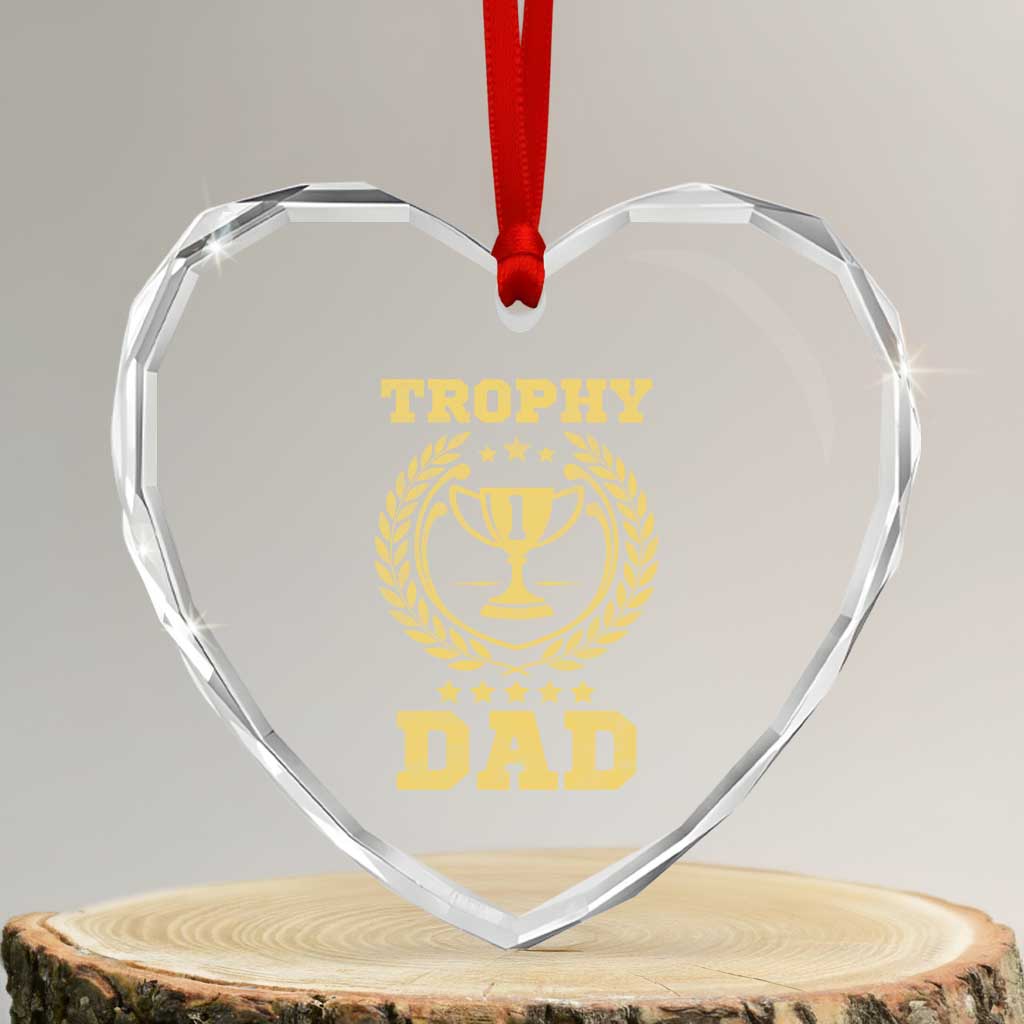 Trophy Dad Heart Crystal Glass Ornament Number One Daddy Funny Dad Joke TS11 Transparent Glass 3'' Heart Print Your Wear
