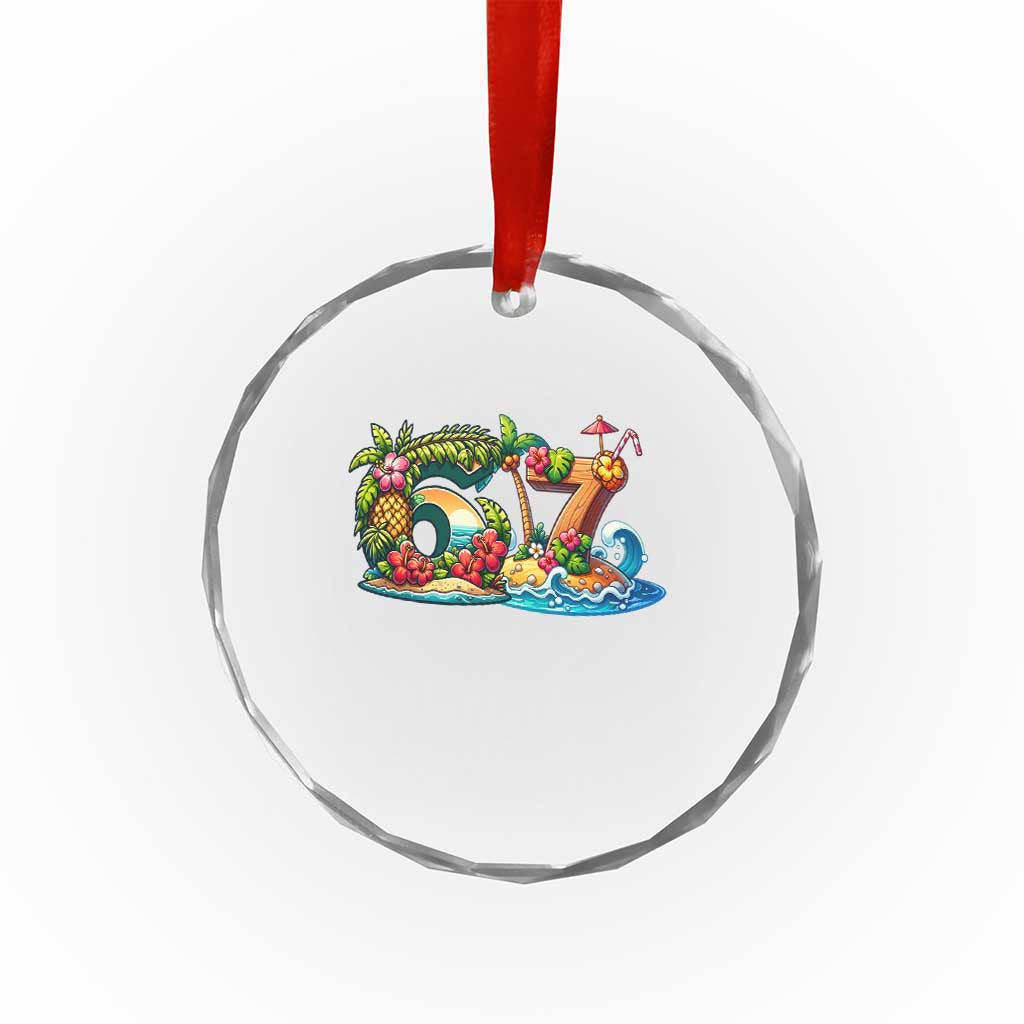 Tropical Beach Six Seven Crystal Glass Ornament Summer Island Vacation Graphic TS12 Print Your Wear