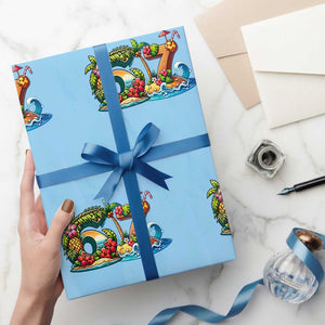 Tropical Beach Six Seven Wrapping Paper Roll Summer Island Vacation Graphic