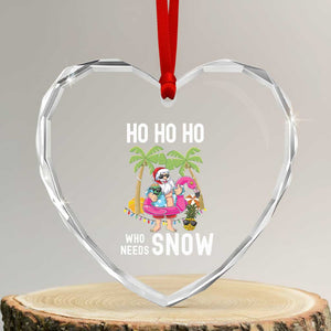 Tropical Beachy Xmas Heart Crystal Glass Ornament Ho Ho Ho Who Needs Snow Santa Xmas In Hawaii Palm Tree TS02 Transparent Glass 3'' Heart Print Your Wear