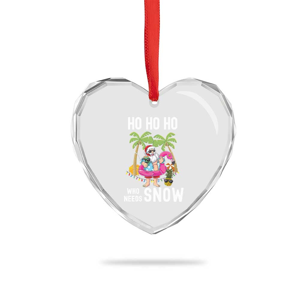 Tropical Beachy Xmas Heart Crystal Glass Ornament Ho Ho Ho Who Needs Snow Santa Xmas In Hawaii Palm Tree TS02 Print Your Wear
