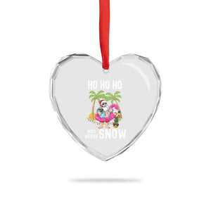 Tropical Beachy Xmas Heart Crystal Glass Ornament Ho Ho Ho Who Needs Snow Santa Xmas In Hawaii Palm Tree TS02 Print Your Wear