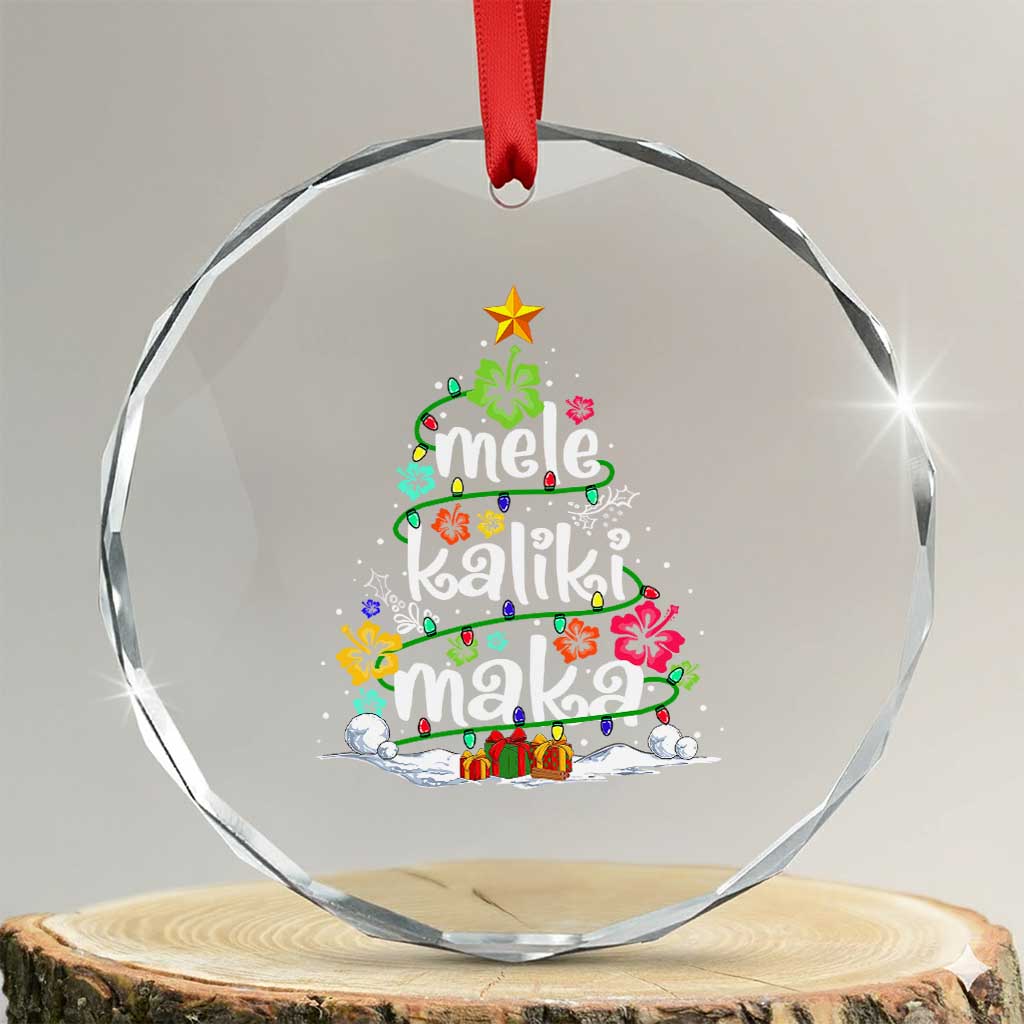 Tropical Hawaiian Xmas Crystal Glass Ornament Mele Kalikimaka Palm Tree Xmas in Hawaii TS02 Transparent Glass 3'' Circle Print Your Wear