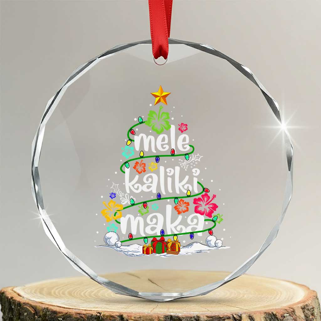 Tropical Hawaiian Xmas Crystal Glass Ornament Mele Kalikimaka Palm Tree Xmas in Hawaii TS02 Transparent Glass 3'' Circle Print Your Wear