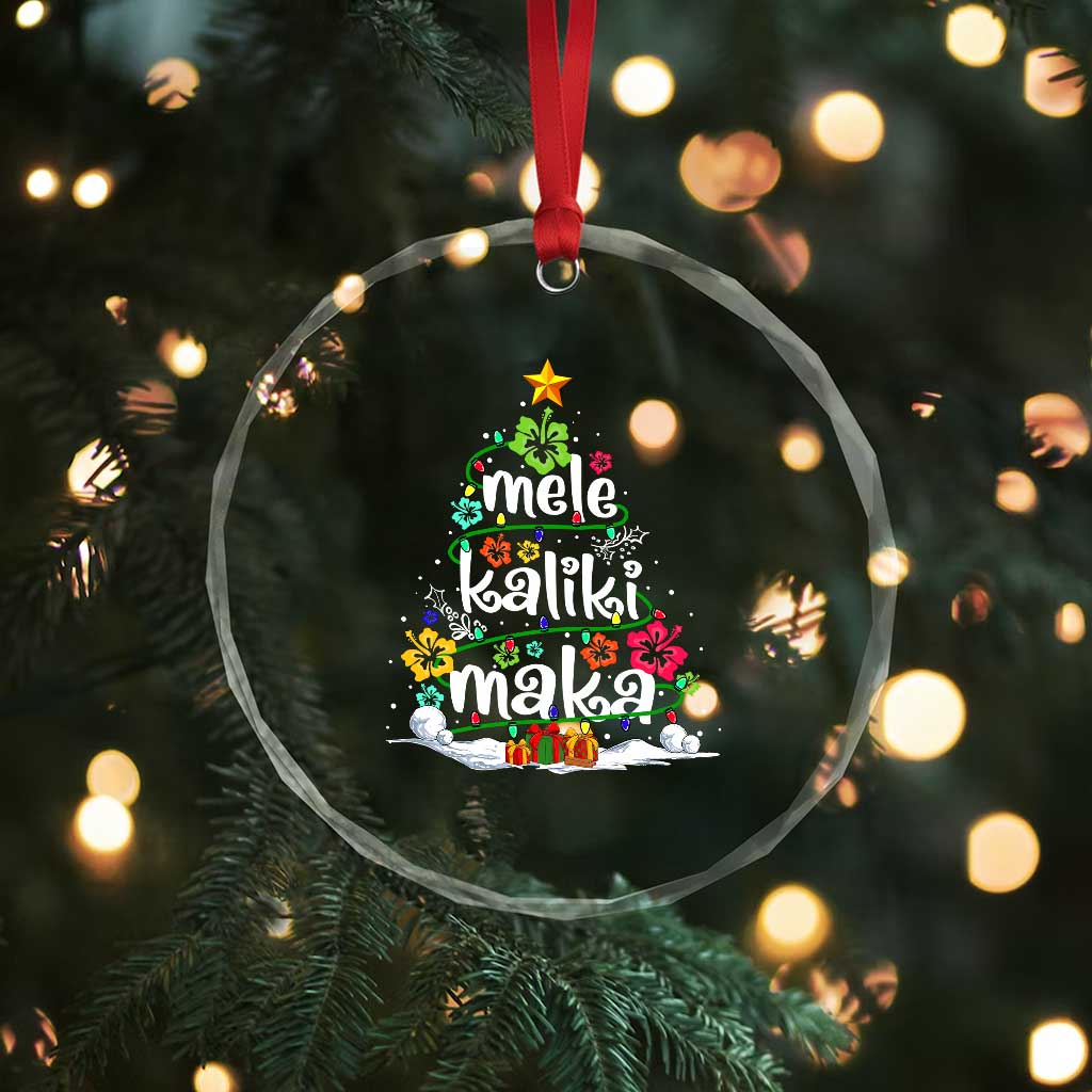 Tropical Hawaiian Xmas Crystal Glass Ornament Mele Kalikimaka Palm Tree Xmas in Hawaii TS02 Print Your Wear