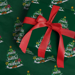 Tropical Hawaiian Xmas Wrapping Paper Roll Mele Kalikimaka Palm Tree In Hawaii TS02 Green Print Your Wear