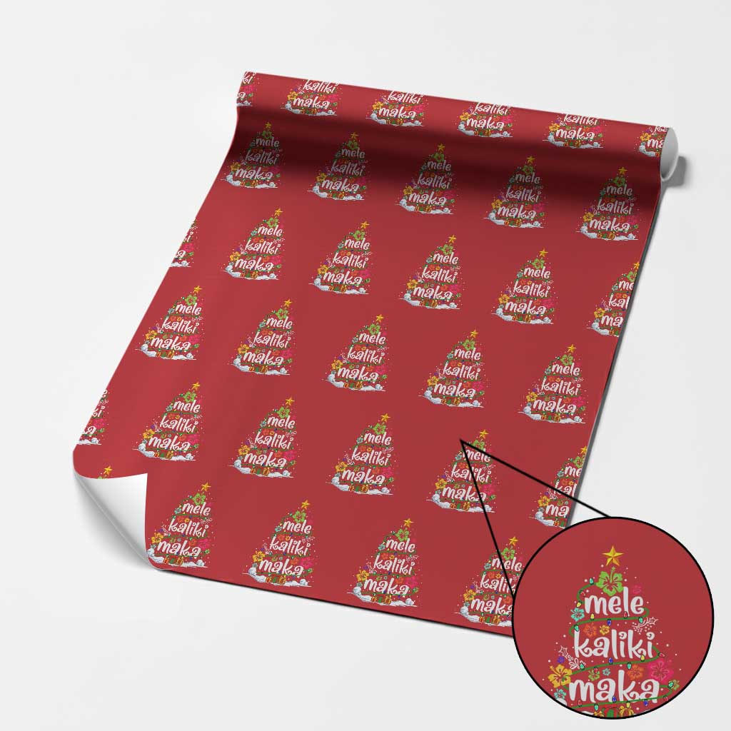 Tropical Hawaiian Xmas Wrapping Paper Roll Mele Kalikimaka Palm Tree In Hawaii TS02 Red Print Your Wear