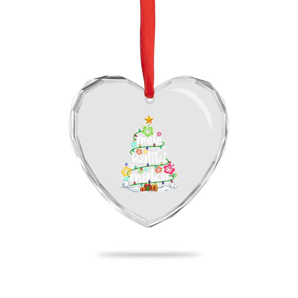 Tropical Hawaiian Xmas Heart Crystal Glass Ornament Mele Kalikimaka Palm Tree Xmas in Hawaii TS02 Print Your Wear