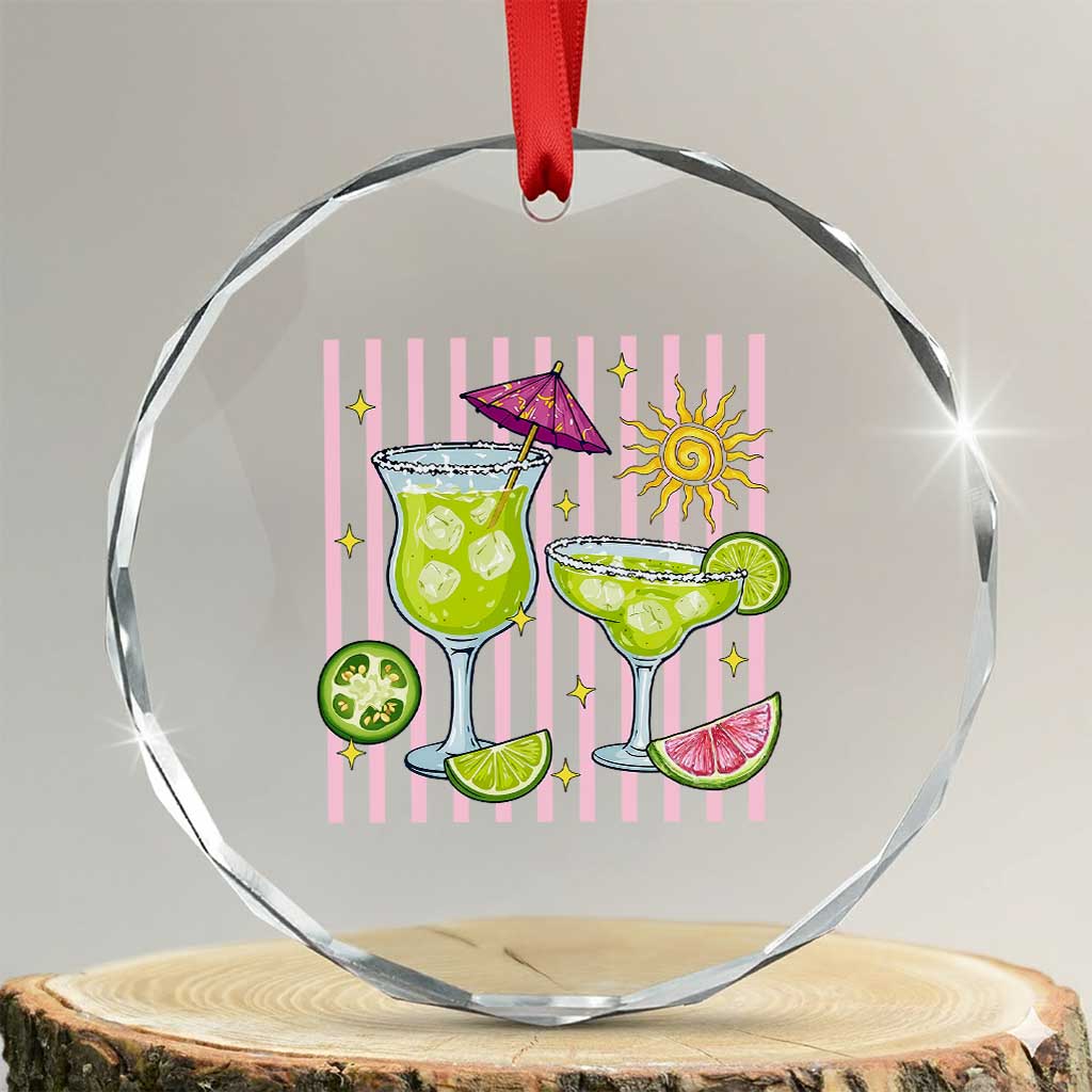 Tropical Margarita Summer Crystal Glass Ornament Beach Vacation Graphic TS12 Transparent Glass 3'' Circle Print Your Wear