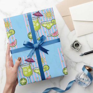 Tropical Margarita Summer Wrapping Paper Roll Beach Vacation Graphic TS12 Light Blue Print Your Wear
