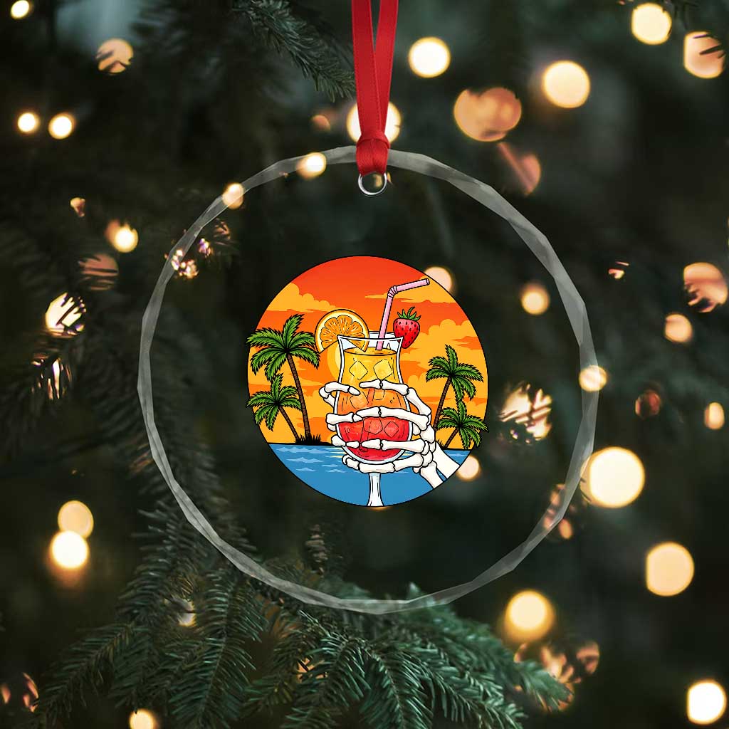 Tropical Skeleton Summerween Crystal Glass Ornament Beach Cocktail Vacation TS12 Print Your Wear