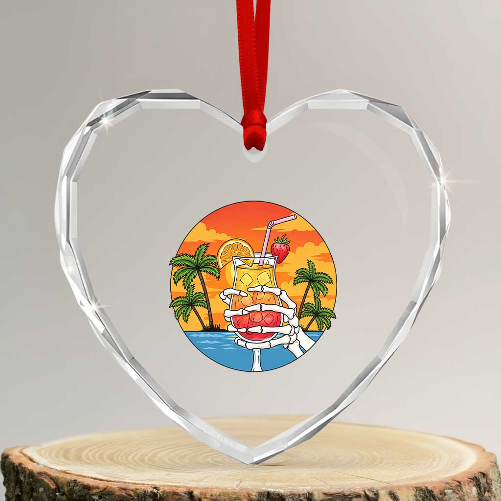 Tropical Skeleton Summerween Heart Crystal Glass Ornament Beach Cocktail Vacation TS12 Transparent Glass 3'' Heart Print Your Wear