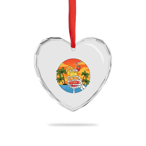 Tropical Skeleton Summerween Heart Crystal Glass Ornament Beach Cocktail Vacation