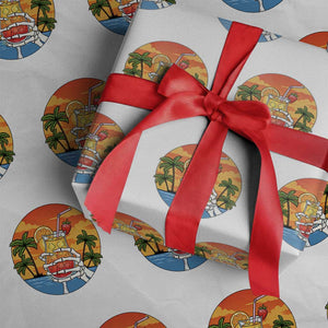 Tropical Skeleton Summerween Wrapping Paper Roll Beach Cocktail Vacation