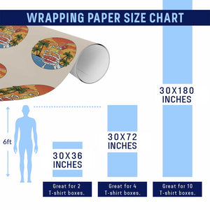 Tropical Skeleton Summerween Wrapping Paper Roll Beach Cocktail Vacation