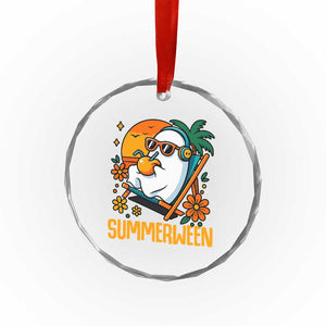 Tropical Summerween Boo Sheet Crystal Glass Ornament Funny Ghost Halloween Summer Beach Vibes TS02 Print Your Wear