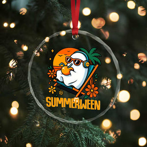 Tropical Summerween Boo Sheet Crystal Glass Ornament Funny Ghost Halloween Summer Beach Vibes TS02 Print Your Wear