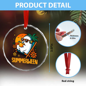Tropical Summerween Boo Sheet Crystal Glass Ornament Funny Ghost Halloween Summer Beach Vibes TS02 Print Your Wear