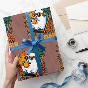 Tropical Summerween Boo Sheet Wrapping Paper Roll Funny Ghost Halloween Summer Beach Vibes TS02 Mocha Print Your Wear
