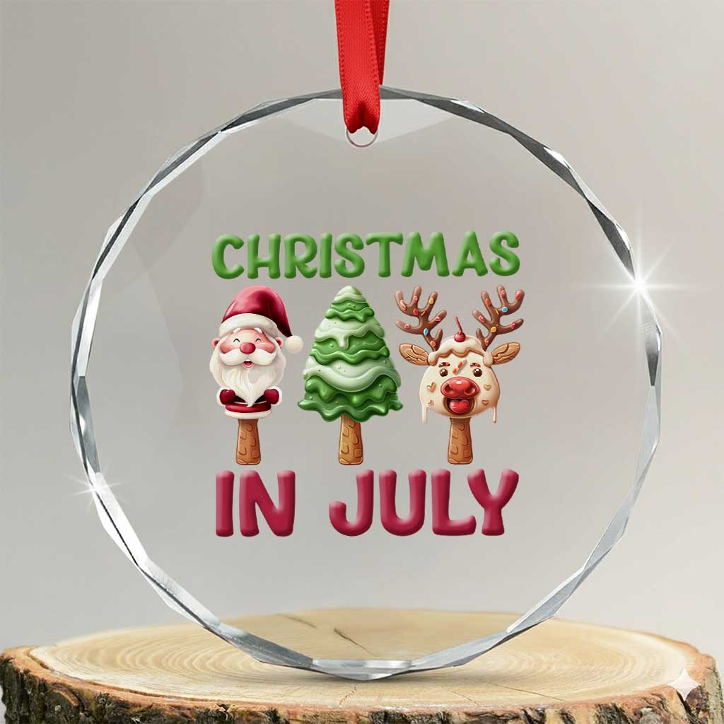 Tropical Xmas Crystal Glass Ornament Ice Cream Santa Christmas Tree Reindeer TS09 Transparent Glass 3'' Circle Print Your Wear