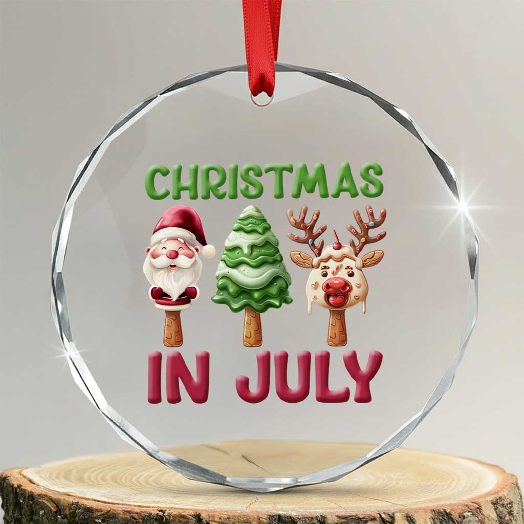 Tropical Xmas Crystal Glass Ornament Ice Cream Santa Christmas Tree Reindeer TS09 Transparent Glass 3'' Circle Print Your Wear