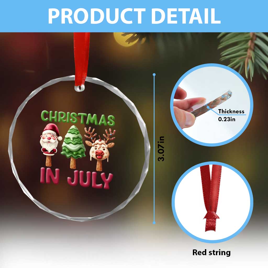 Tropical Xmas Crystal Glass Ornament Ice Cream Santa Christmas Tree Reindeer TS09 Print Your Wear