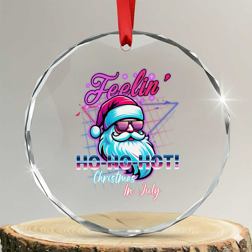Tropical Xmas Crystal Glass Ornament Retro Santa Feelin' Ho Ho Hot TS09 Transparent Glass 3'' Circle Print Your Wear