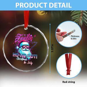 Tropical Xmas Crystal Glass Ornament Retro Santa Feelin' Ho Ho Hot TS09 Print Your Wear