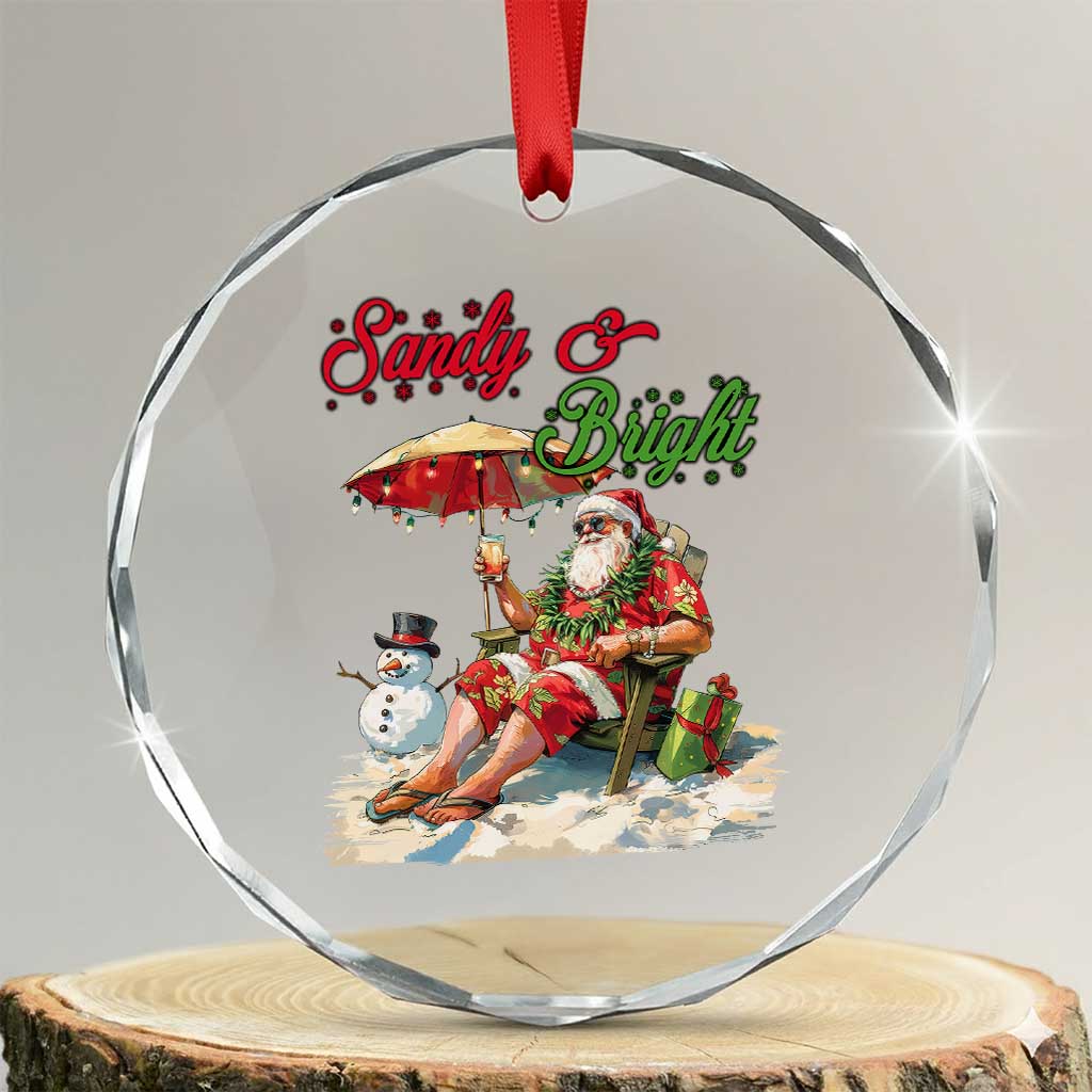 Tropical Xmas Crystal Glass Ornament Sandy And Bright Santa At The Beach TS09 Transparent Glass 3'' Circle Print Your Wear