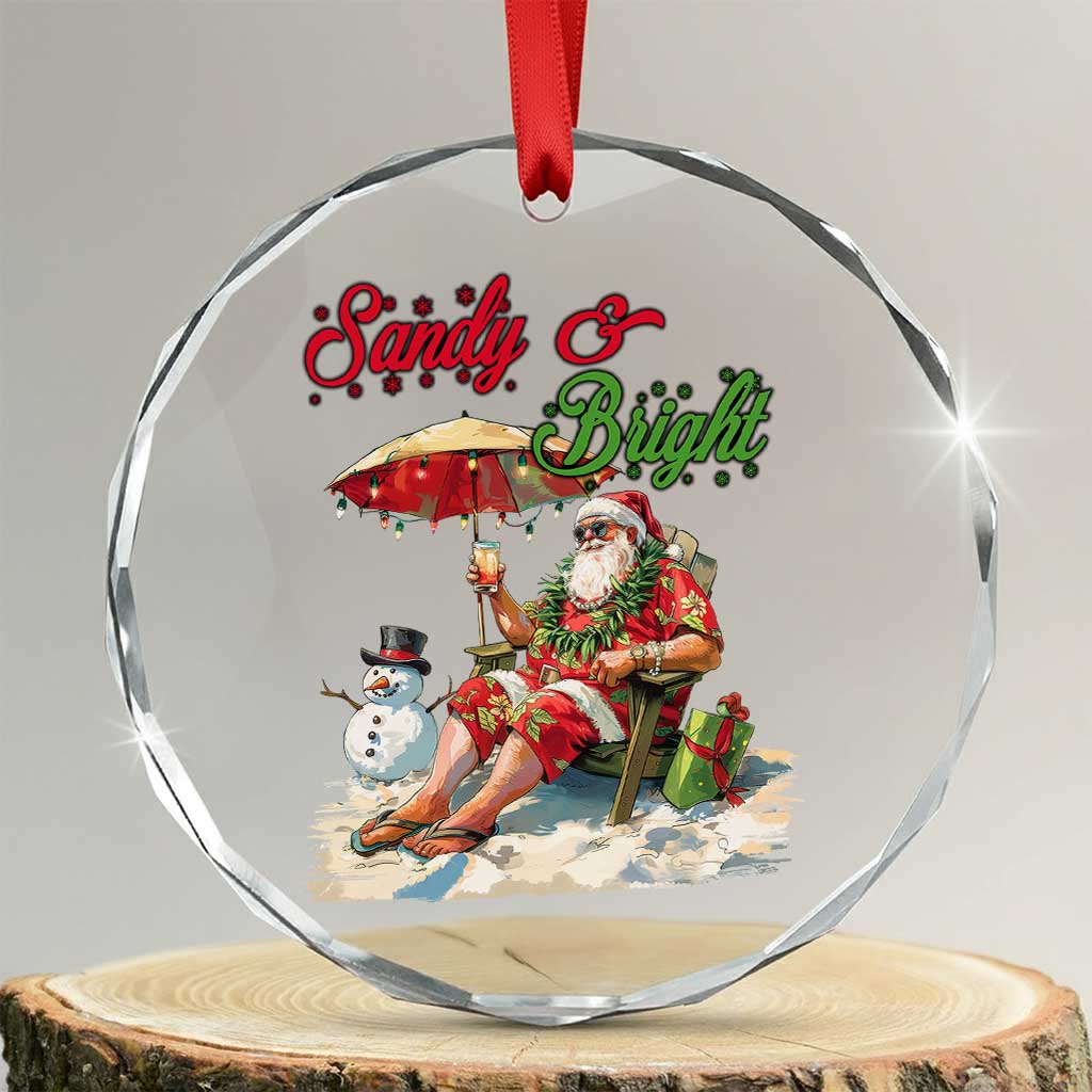 Tropical Xmas Crystal Glass Ornament Sandy And Bright Santa At The Beach TS09 Transparent Glass 3'' Circle Print Your Wear