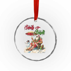 Tropical Xmas Crystal Glass Ornament Sandy And Bright Santa At The Beach TS09 Print Your Wear